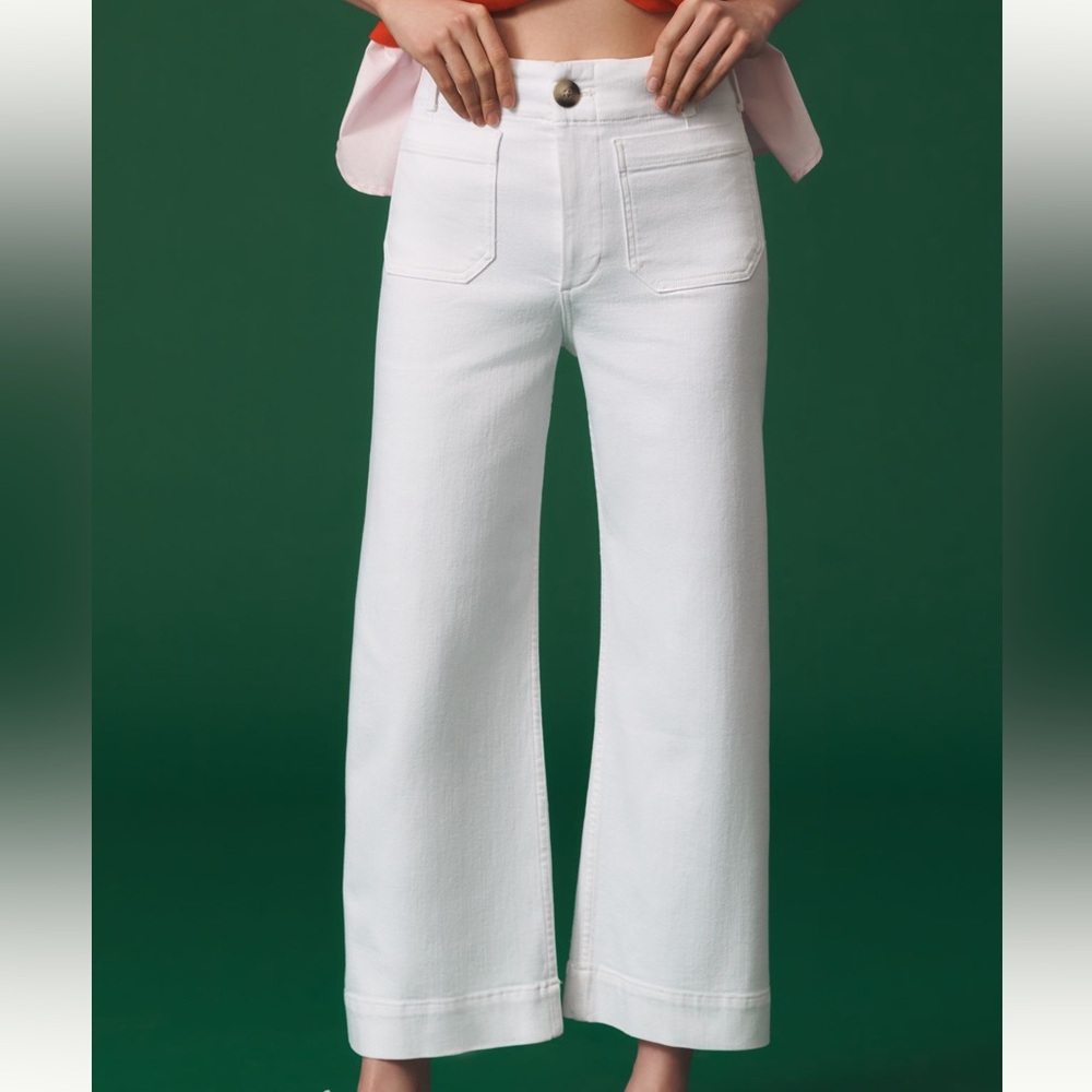 SOLD Maeve The Colette Crop Wide-Leg Jeans White